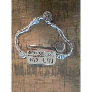 Faith Can Move Mountains‎ Scripture Bracelet Matt 17:20 Silver Tone